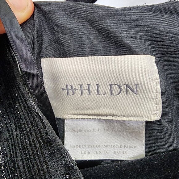 BHLDN Anthropologie Dress V Neck Long Sleeve Black‎ Sequin Empire Waist Size 6 - Picture 7 of 13